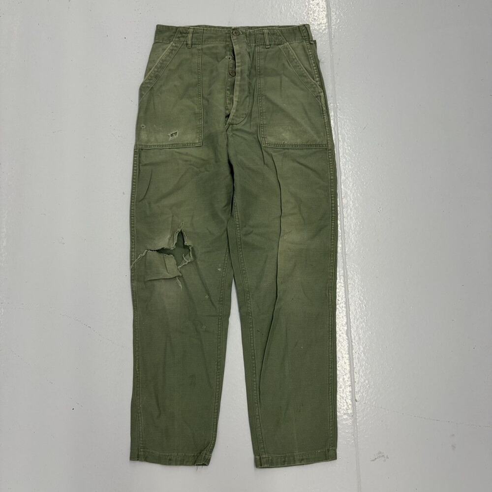 Vintage 50s US Army OG-107 Green Fatigue Chinos 30x30